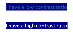 Text examples with high and low contrast