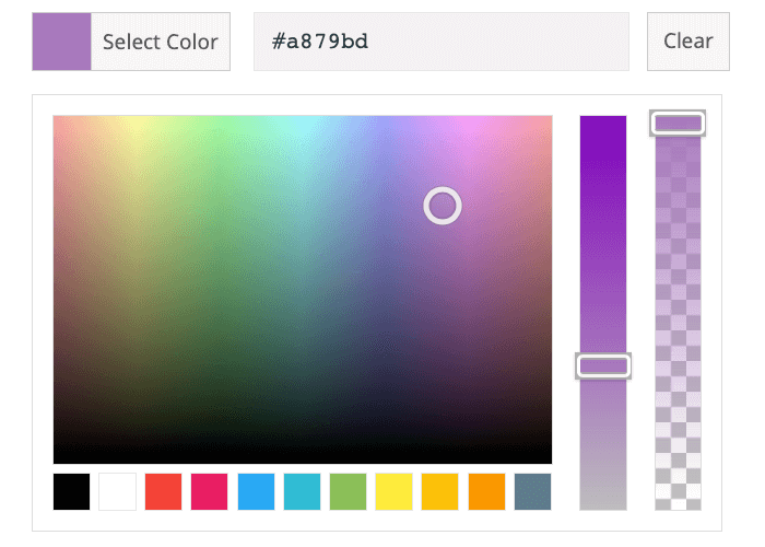 Colour code selection for a purple with the code #a879bd
