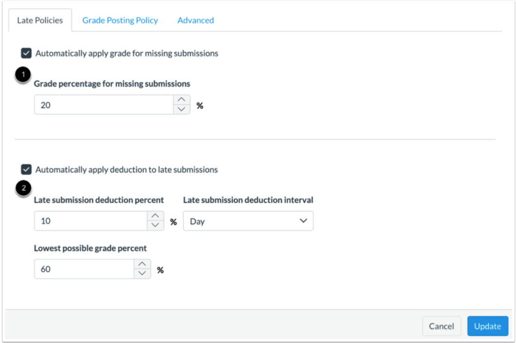 Canvas Late Policies page